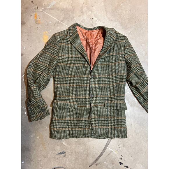 Vintage Wool Plaid Blazer, Mid Century, Campus, Green - Picture 1 of 6